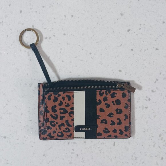 Fossil Handbags - Fossil Logan Faux Leather Wallet Slim Zip Card Case with Keychain